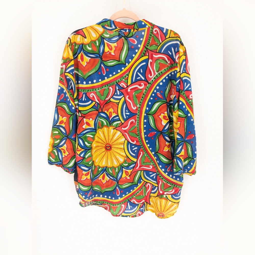 Antica Sartoria by Giacomo Button Down Collared Shirt Art To Wear Colorful Sz XL - Picture 2 of 16